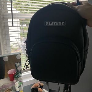 Black leather playboy backpack purse